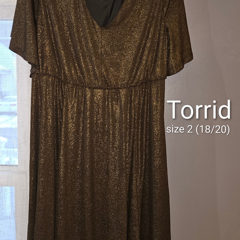 Torrid Metallic Gold Long Sleeve Dress